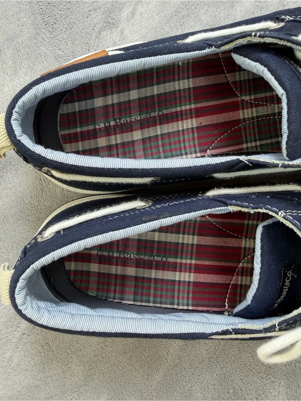 G.H. Bass & Co. Navy Canvas Boat Shoes with White Laces Men’s Summer 10.5